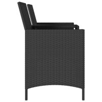 vidaXL Gartensofa 2-Sitzer mit Tisch und Kissen Schwarz Poly Rattan