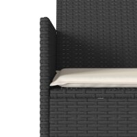 vidaXL Gartensofa 2-Sitzer mit Tisch und Kissen Schwarz Poly Rattan