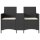 vidaXL Gartensofa 2-Sitzer mit Tisch und Kissen Schwarz Poly Rattan