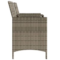 vidaXL Gartensofa 2-Sitzer mit Tisch und Hockern Grau Poly Rattan