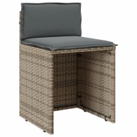 vidaXL 3-tlg. Bistro-Set mit Kissen Grau Poly Rattan