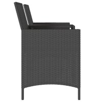 vidaXL Gartensofa 2-Sitzer mit Tisch und Hockern Schwarz Poly Rattan