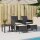 vidaXL Gartensofa 2-Sitzer mit Tisch und Hockern Schwarz Poly Rattan