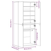 vidaXL Schuhschrank Grau Sonoma 80x39x178 cm Holzwerkstoff