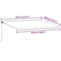 vidaXL Markise Einziehbar Anthrazit und Wei&szlig; 4,5x3 m Stoff &amp; Aluminium