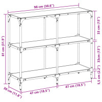 vidaXL Konsolentisch mit Glasplatte Schwarz 98x30x81 cm Stahl