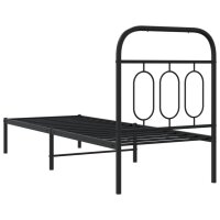 vidaXL Bettgestell mit Kopfteil Metall Schwarz 75x190 cm