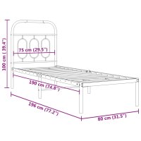 vidaXL Bettgestell mit Kopfteil Metall Schwarz 75x190 cm