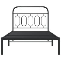 vidaXL Bettgestell mit Kopfteil Metall Schwarz 100x190 cm