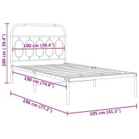 vidaXL Bettgestell mit Kopfteil Metall Schwarz 100x190 cm