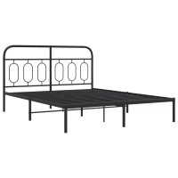 vidaXL Bettgestell mit Kopfteil Metall Schwarz 140x200 cm