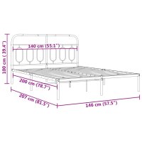 vidaXL Bettgestell mit Kopfteil Metall Schwarz 140x200 cm