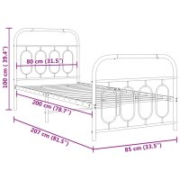 vidaXL Bettgestell mit Kopf- und Fu&szlig;teil Metall Schwarz 80x200 cm