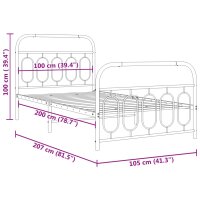 vidaXL Bettgestell mit Kopf- und Fu&szlig;teil Metall Schwarz 100x200 cm