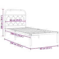 vidaXL Bettgestell mit Kopfteil Metall Wei&szlig; 90x190 cm