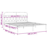 vidaXL Bettgestell mit Kopfteil Metall Wei&szlig; 193x203 cm