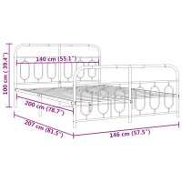 vidaXL Bettgestell mit Kopf- und Fu&szlig;teil Metall Wei&szlig; 140x200 cm