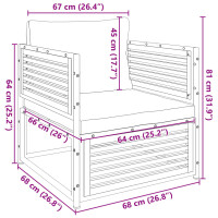 vidaXL Gartensessel mit Kissen Massivholz Akazie