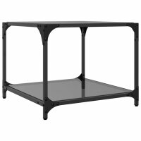 vidaXL Couchtisch mit Glasplatte Schwarz 50x50x40 cm Stahl