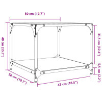 vidaXL Couchtisch mit Glasplatte Schwarz 50x50x40 cm Stahl