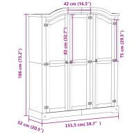 vidaXL Kleiderschrank Corona 151,5x52x186 cm Massivholz Kiefer