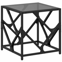 vidaXL Couchtisch mit Glasplatte Schwarz 40x40x41 cm Stahl