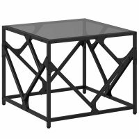 vidaXL Couchtisch mit Glasplatte Schwarz 50x50x41 cm Stahl