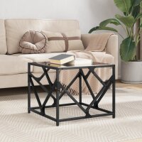 vidaXL Couchtisch mit Glasplatte Schwarz 50x50x41 cm Stahl