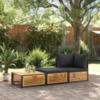 vidaXL Gartentisch mit Hocker Massivholz Akazie