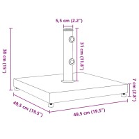 vidaXL Sonnenschirmst&auml;nder &Oslash;32/38/48 mm Mast 28 kg Quadratisch