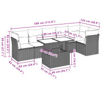 vidaXL 7-tlg. Garten-Sofagarnitur mit Kissen Beige Poly Rattan