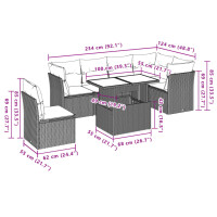 vidaXL 7-tlg. Garten-Sofagarnitur mit Kissen Braun Poly Rattan