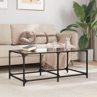 vidaXL Couchtisch mit Glasplatte Schwarz 98,5x50x40 cm Stahl