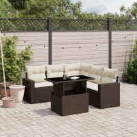 vidaXL 6-tlg. Garten-Sofagarnitur mit Kissen Braun Poly Rattan