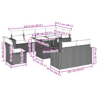 vidaXL 9-tlg. Garten-Sofagarnitur mit Kissen Braun Poly Rattan