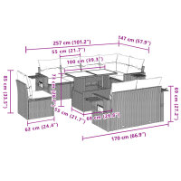 vidaXL 9-tlg. Garten-Sofagarnitur mit Kissen Beige Poly Rattan