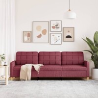 vidaXL 3-Sitzer-Sofa Weinrot 210 cm Stoff