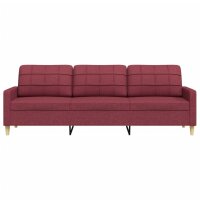 vidaXL 3-Sitzer-Sofa Weinrot 210 cm Stoff