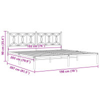 vidaXL Bettgestell mit Kopfteil Metall Schwarz 193x203 cm