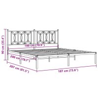 vidaXL Bettgestell mit Kopfteil Metall Wei&szlig; 180x200 cm