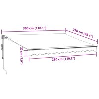 vidaXL Markise Automatisch Anthrazit und Wei&szlig; 300x250 cm