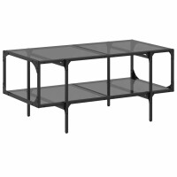 vidaXL Couchtisch mit Glasplatte Schwarz 98,5x50x45 cm Stahl