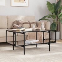 vidaXL Couchtisch mit Glasplatte Schwarz 98,5x50x45 cm Stahl