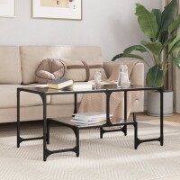 vidaXL Couchtisch mit Glasplatte Schwarz 98,5x50x45 cm Stahl