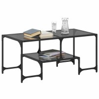 vidaXL Couchtisch mit Glasplatte Schwarz 98,5x50x45 cm Stahl