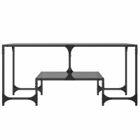 vidaXL Couchtisch mit Glasplatte Schwarz 98,5x50x45 cm Stahl