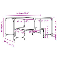 vidaXL Couchtisch mit Glasplatte Schwarz 98,5x50x45 cm Stahl