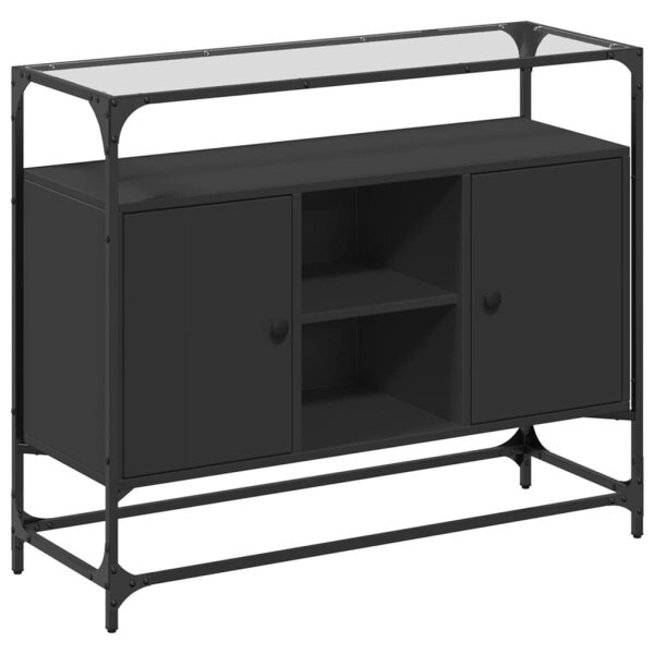 vidaXL Sideboard mit Glasplatte Schwarz 98x35x81 cm Holzwerkstoff