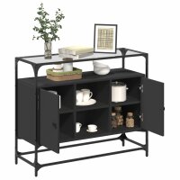 vidaXL Sideboard mit Glasplatte Schwarz 98x35x81 cm Holzwerkstoff