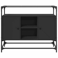 vidaXL Sideboard mit Glasplatte Schwarz 98x35x81 cm Holzwerkstoff